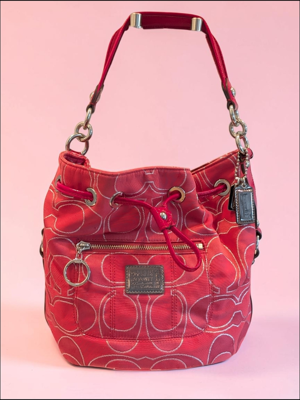 Coach Poppy Op Art Drawstring Bucket Bag